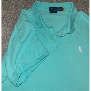 Polo Ralph Lauren The Mesh Mini Polo Shirt Turquoise Mens XLT White Pony Preppy